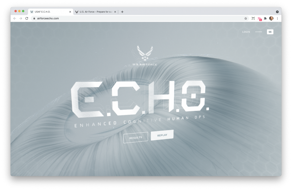 Screenshoot de la home page du site E.C.H.O.