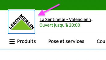 Exemple d'indicateur de focus sur le logo du site leroymerlin.fr